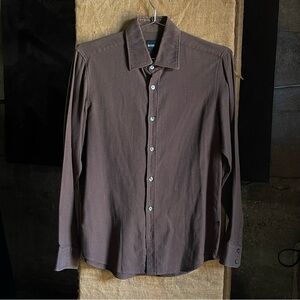 Boss Men's Brown Textured Long-Sleeve Button-Down Shirt